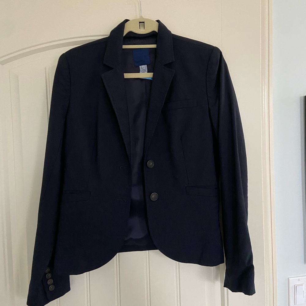 J. Crew navy pinstripe blazer, wool, size 6